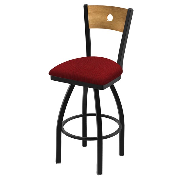 Holland Bar Stool Co 25" Swivel Counter Stool, Black Wrinkle, Med Back, Graph Ruby Seat 83025BWMedMplB016 - main